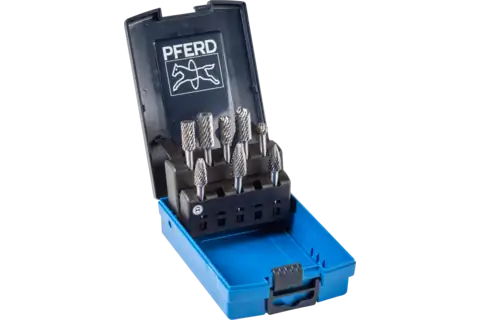 PFERD Carbide Bur Set 8 Piece OMNI Cut 1/4" Shank Plastic Case