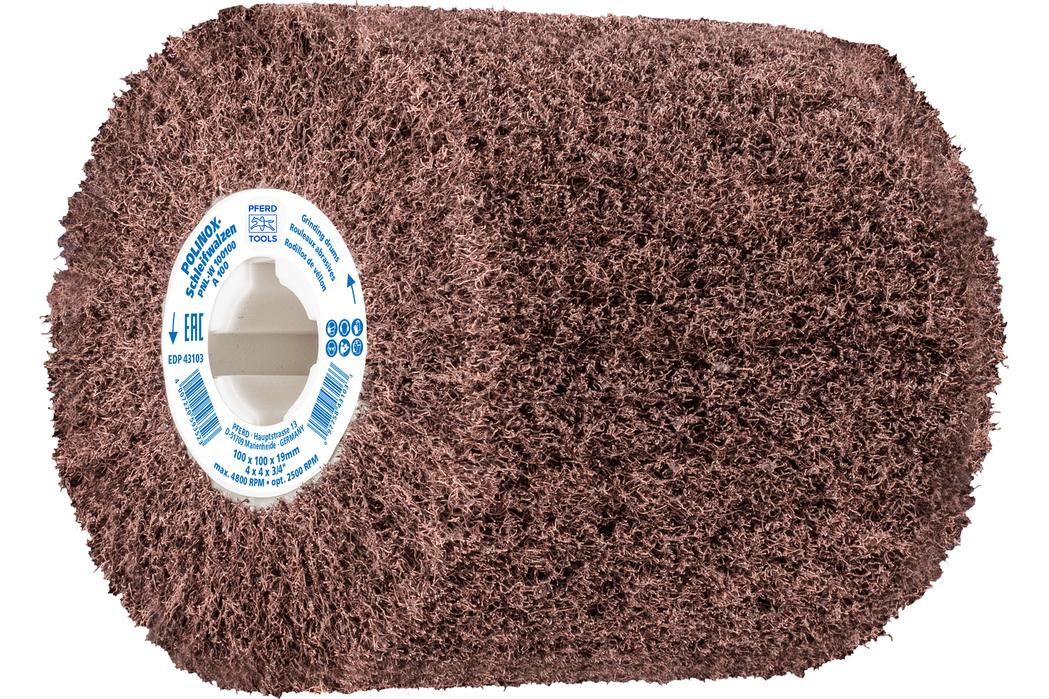 POLINOX® finishing drums, 4 x 4", 100 Grit