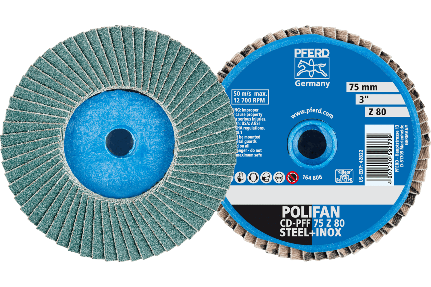 COMBIDISC® Mini Flap Disc, 3" Dia, 80 Grit, 42719708