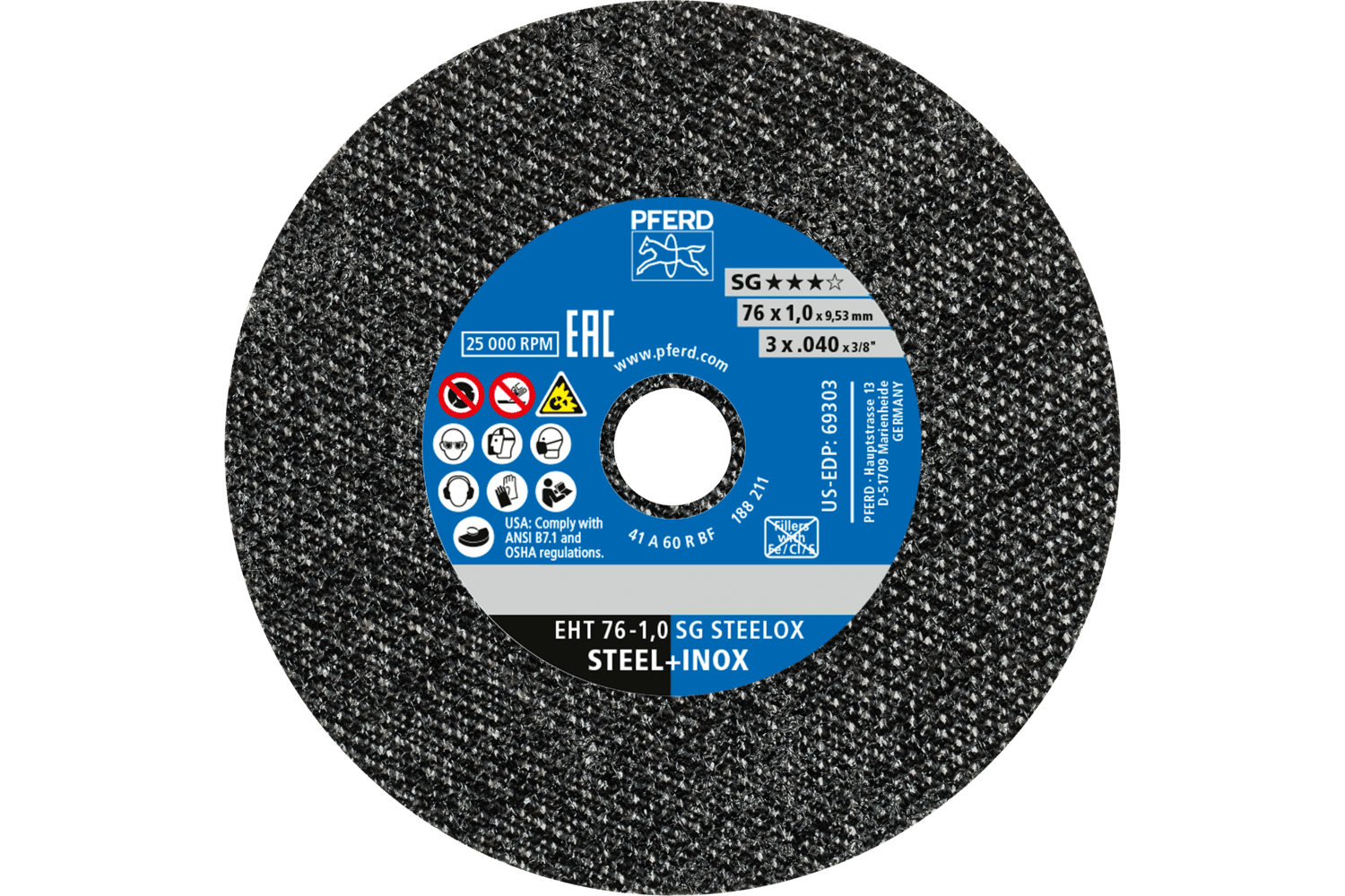 Die Grinder Cut-Off Wheel, 3" x .040 x 3/8, SG STEELOX