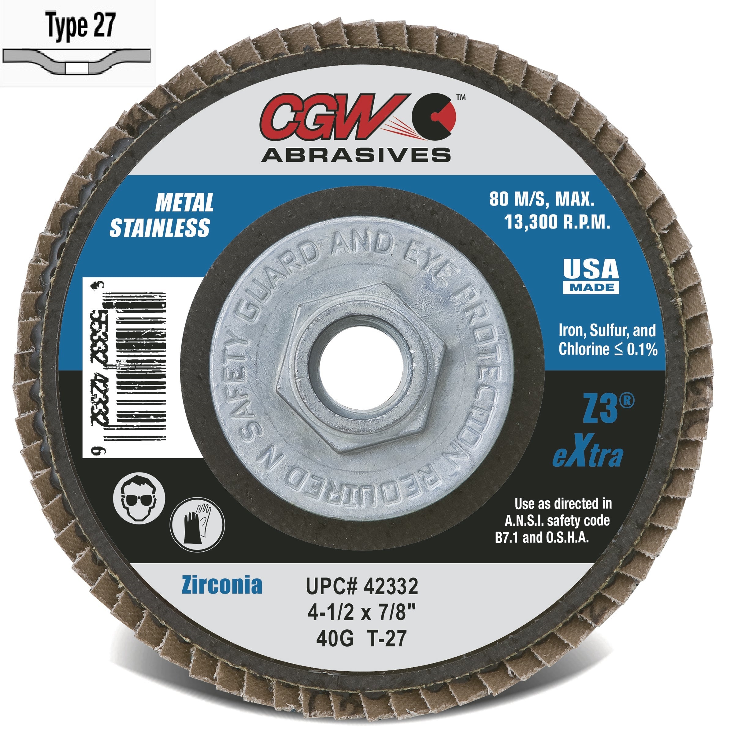 CGW | Flap Disc | Z3-Zirconia | T27 | *STANDARD DENSITY*