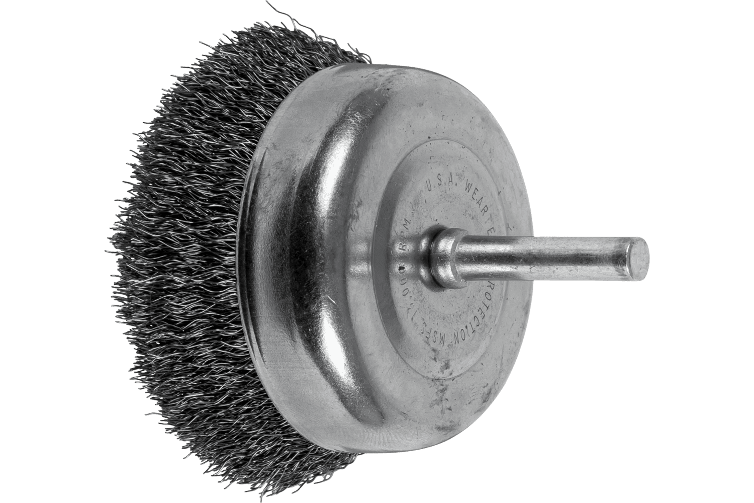 Crimped Mounted Cup Brush, 2 1/2 Inch / Steel wire (ST)