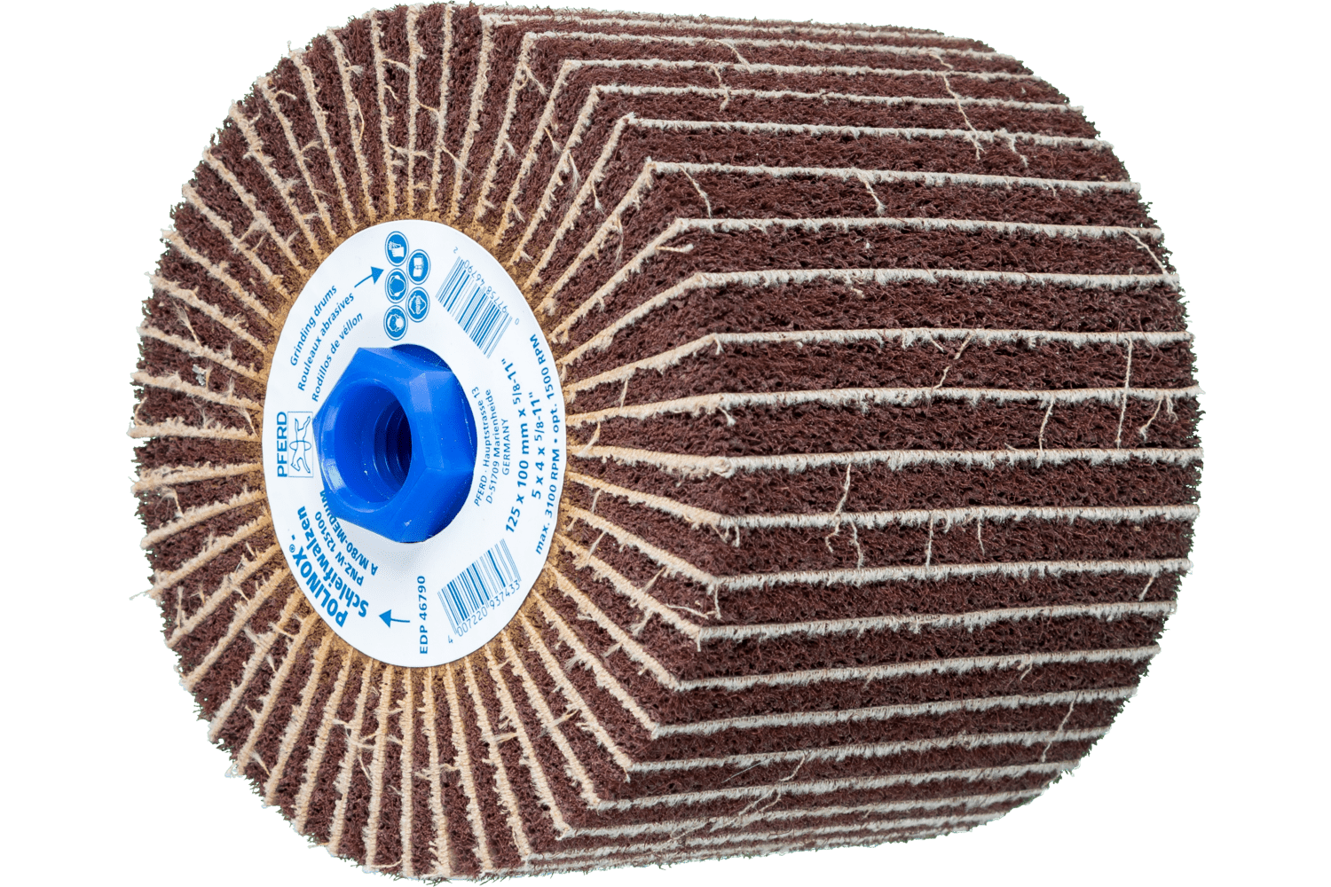 POLINOX® finishing drums, 5 x 4", 80 Grit