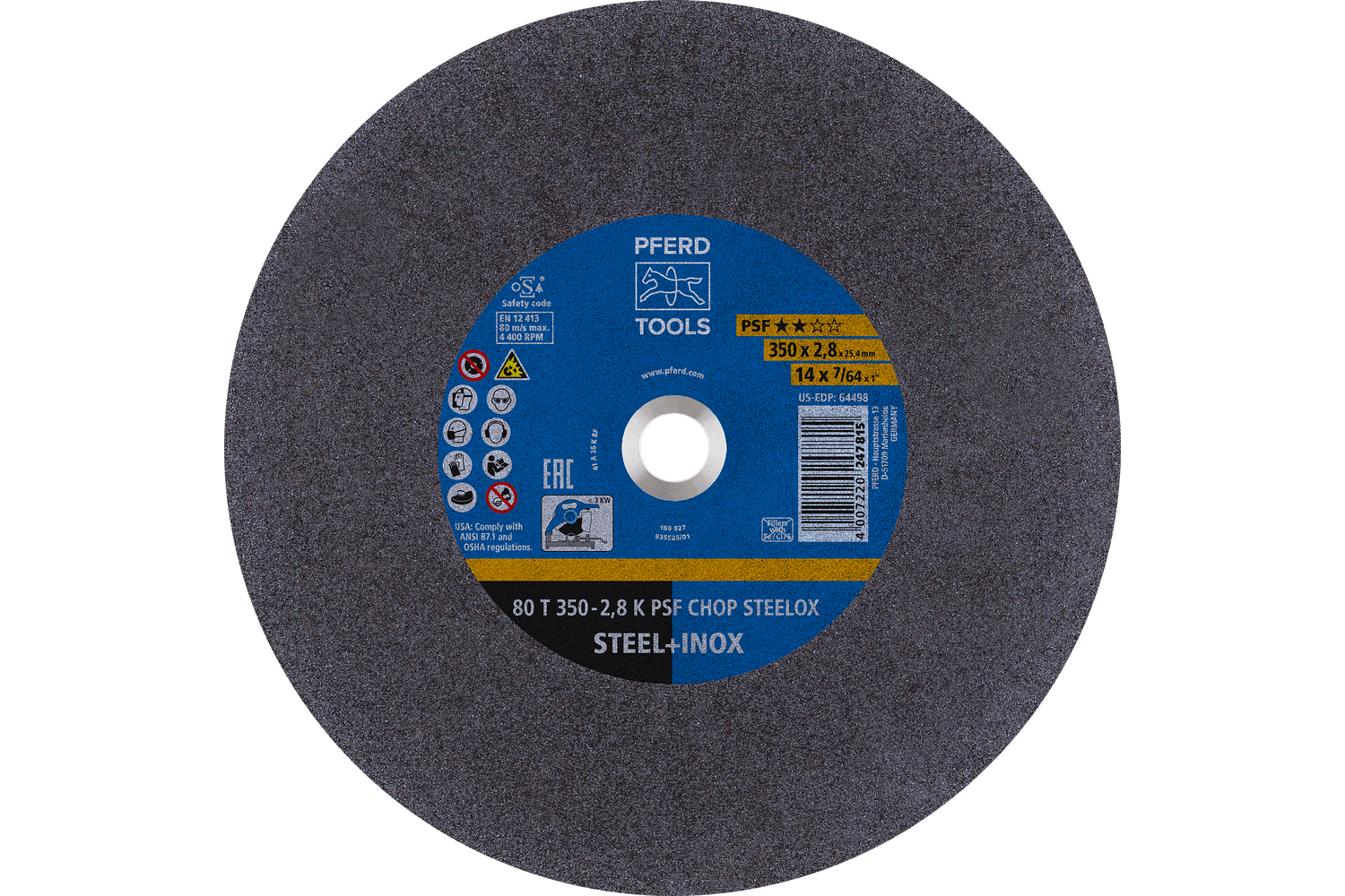 Large Diameter Cut-Off Wheel, PSF CHOP STEELOX, 14" x 7/64 x 1