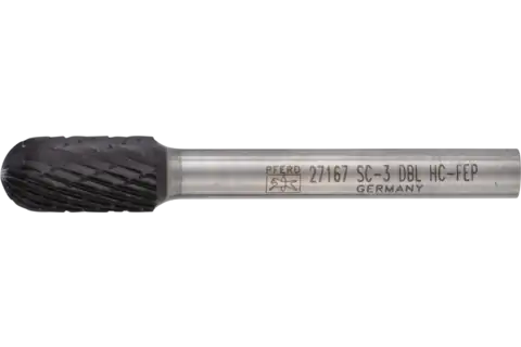 PFERD HICOAT® Carbide Bur SC-3 Cylindrical Radius End DC 3/8" x 3/4" x 1/4" Shank