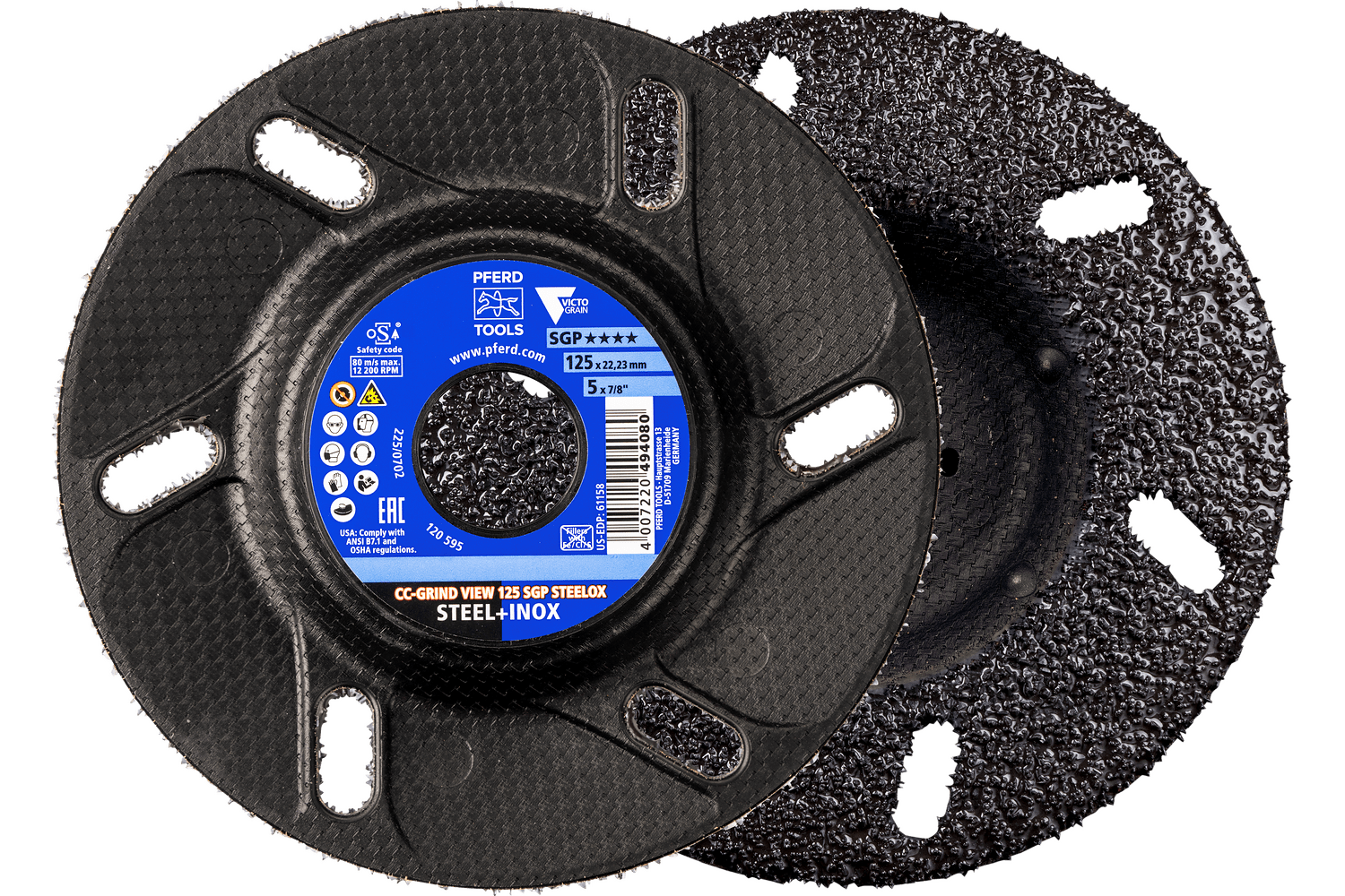 Grinding disc, CC-GRIND® VIEW, 5" x 7/8, SGP STEELOX VICTOGRAIN®, Ceramic