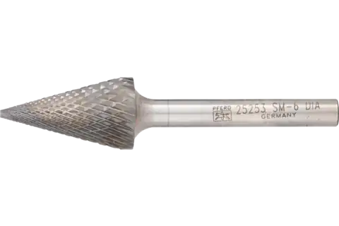 PFERD Carbide Bur SM-6 Pointed Cone Shape Diamond Cut 5/8" x 1-1/8" x 1/4" Shank