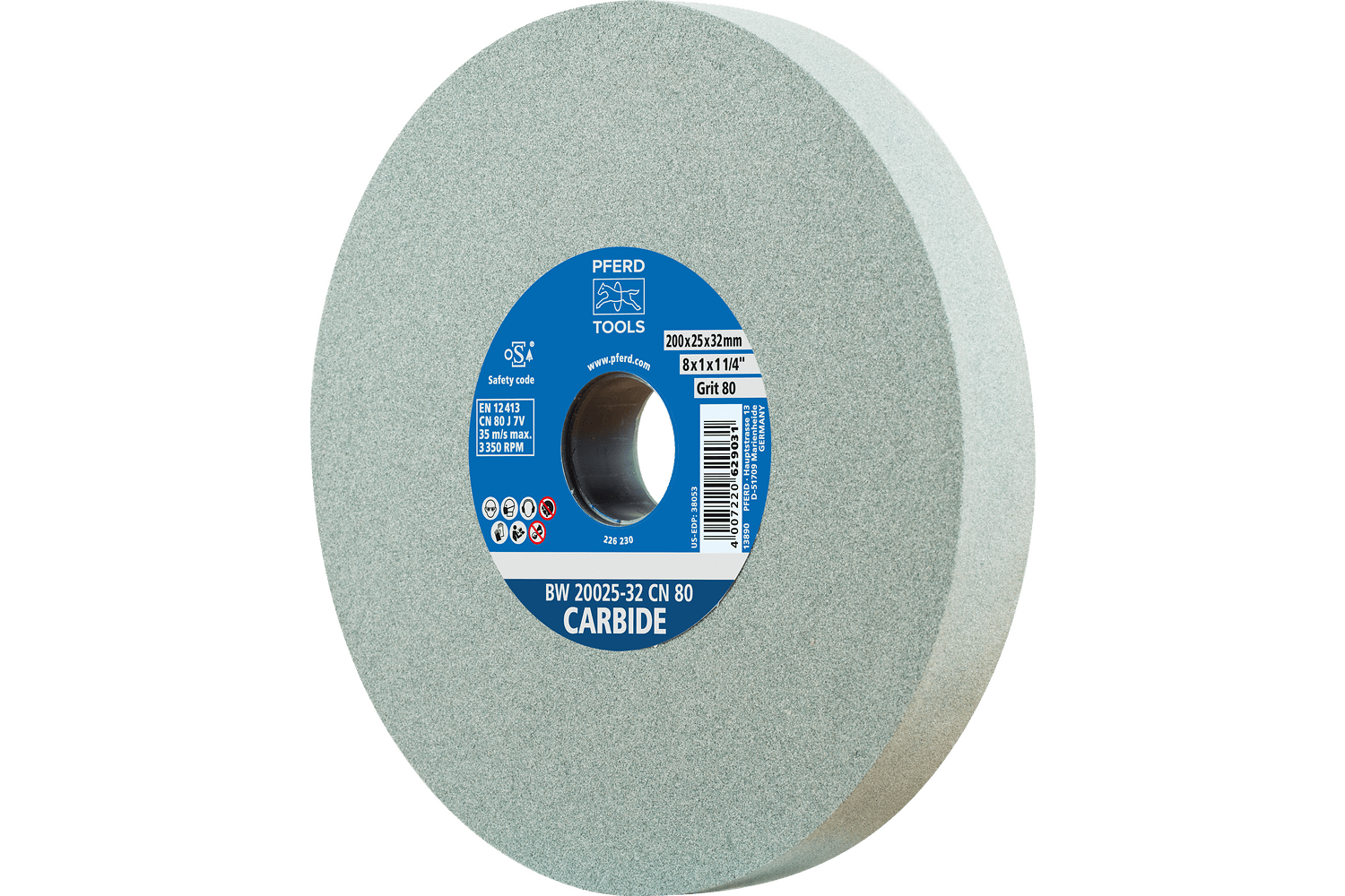 Vitrified Bench Wheel, CARBIDE, 8" x 1 x 2, 120 Grit, Silicon Carbide