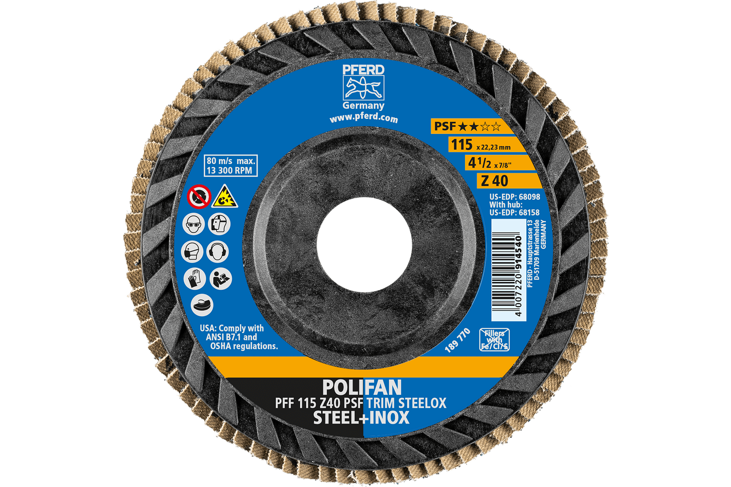 Flap Disc, Z PSF TRIM STEELOX