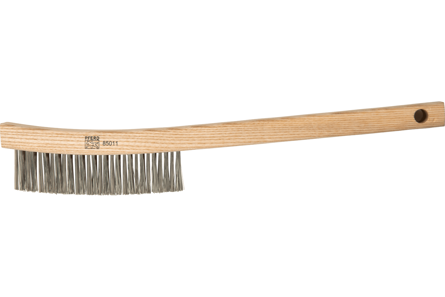 Curved Handle Scratch Brush 3x14 Rows SS Wire Wooden Block