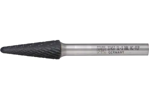 PFERD HICOAT® Carbide Bur SL-3 14º Taper Double Cut 3/8" x 1-1/16" x 1/4" Shank