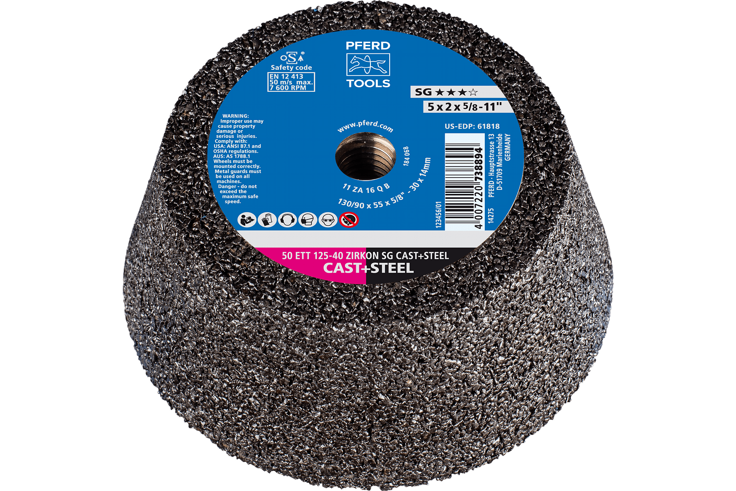 Cup Wheel, SG STEEL+CAST, 1 1/2 Inch