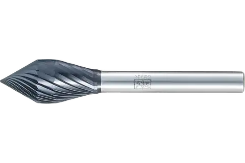 PFERD Carbide Bur for Robotics Applications, KZW Shape, Single Cut 1/2" x 1" x 1/4" Shank