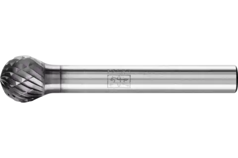PFERD HICOAT® Carbide Bur SD-3 Ball Shape Double Cut 3/8" x 5/16" x 1/4" Shank
