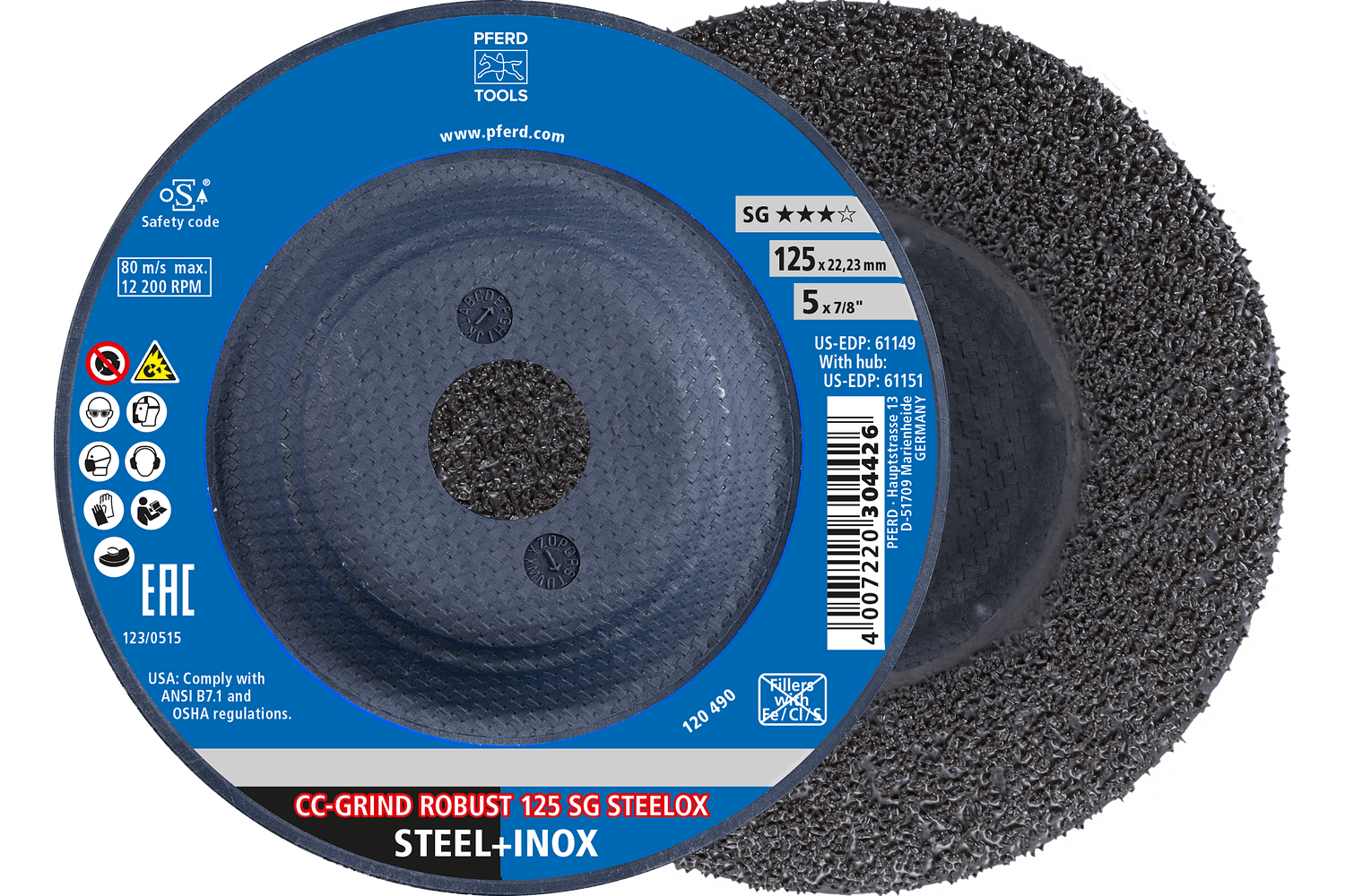 Grinding disc, CC-GRIND®-ROBUST, SG STEELOX, Ceramic