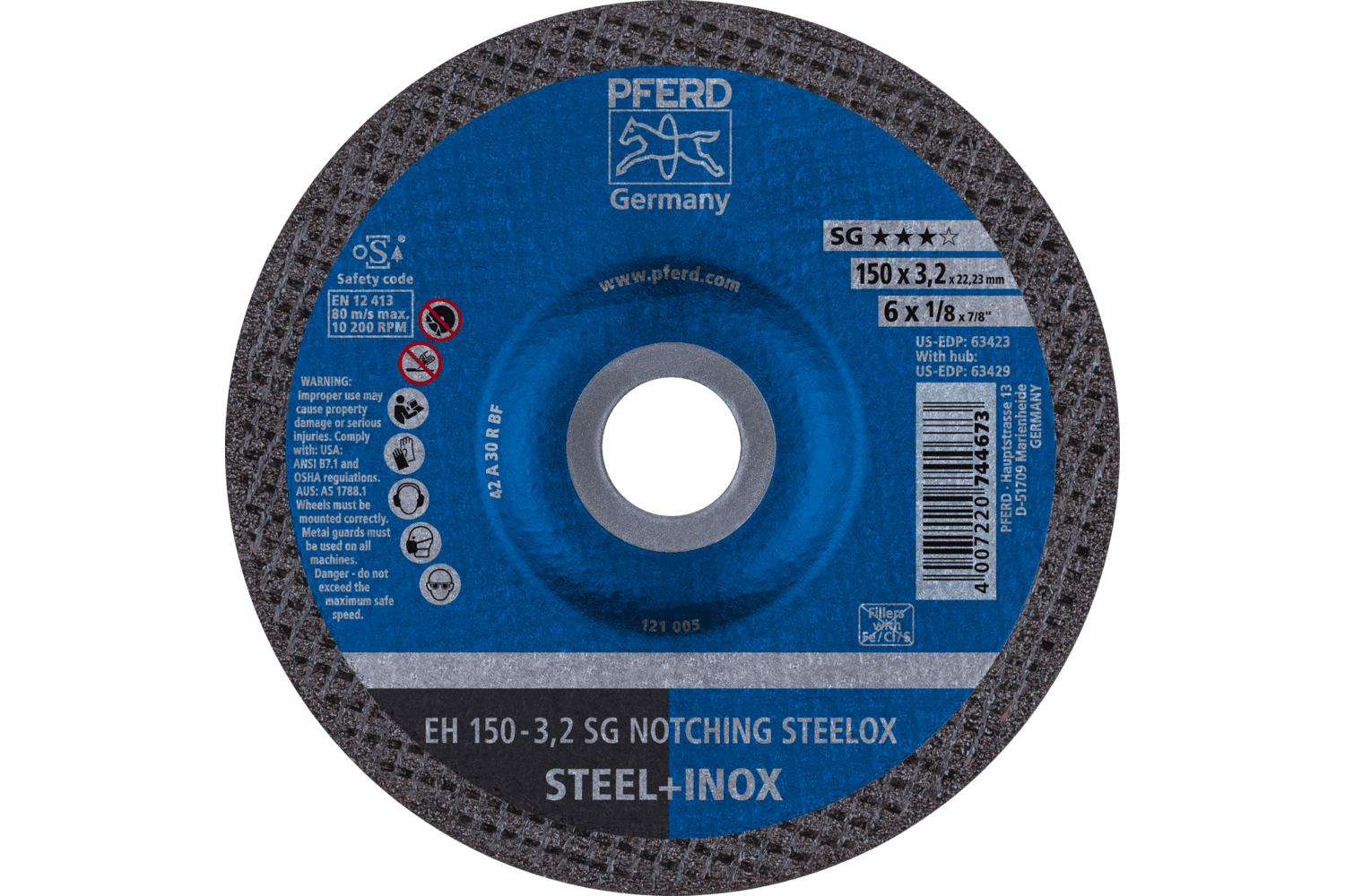 Grinding Wheel, SG NOTCHING STEELOX, 6" x 1/8 x 7/8