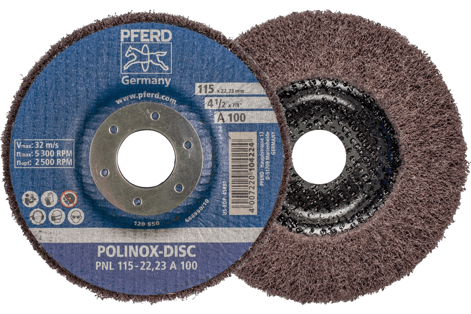 POLINOX® fibre-backing discs, radial construction