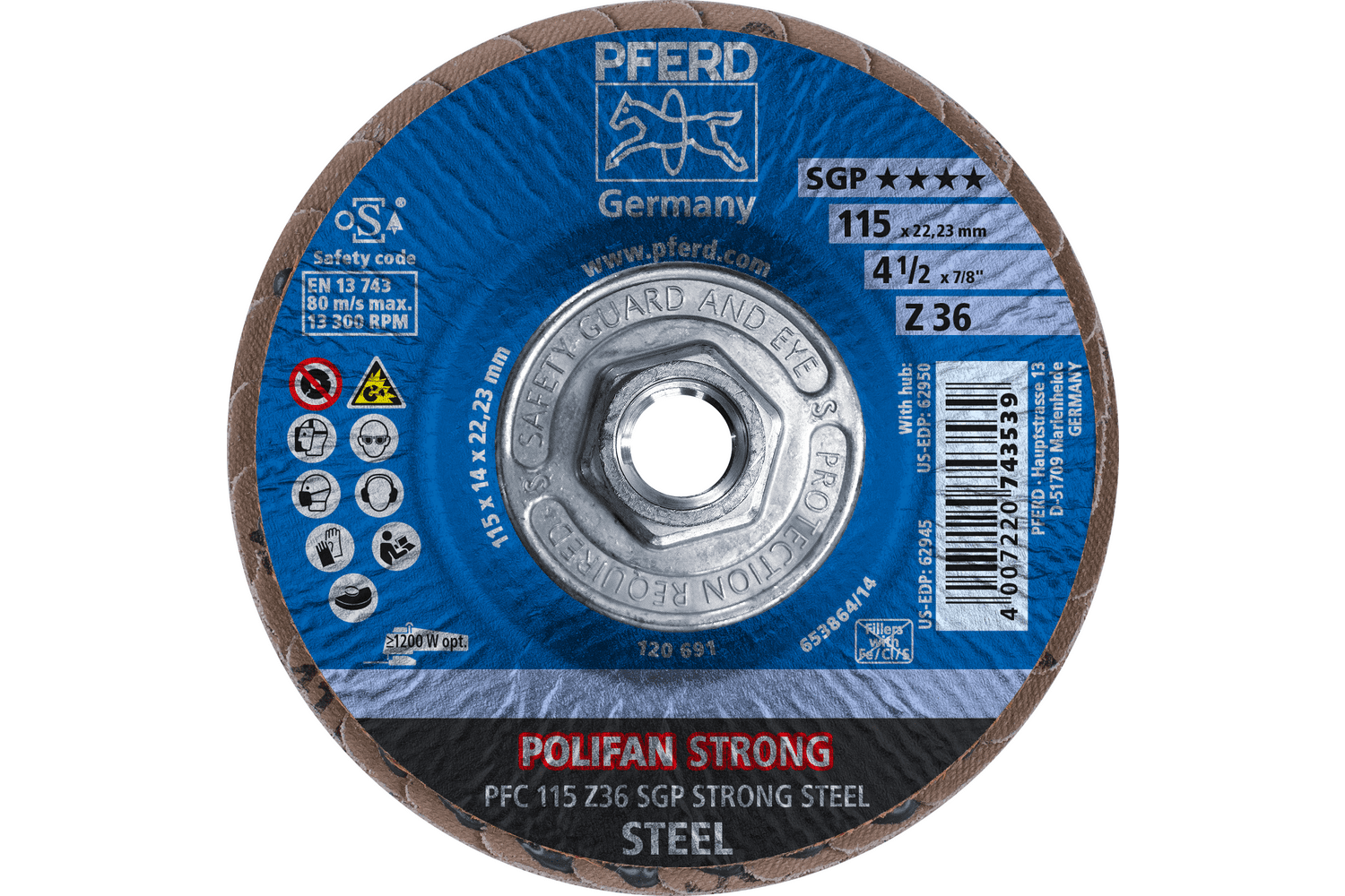 Flap Disc, Z SGP STRONG STEEL, 36 Grit, 69300680