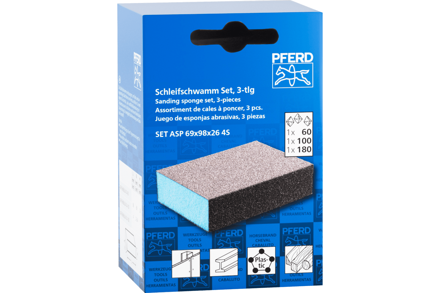 Sanding sponge Set with 4 abrasive sides, Aluminum oxide