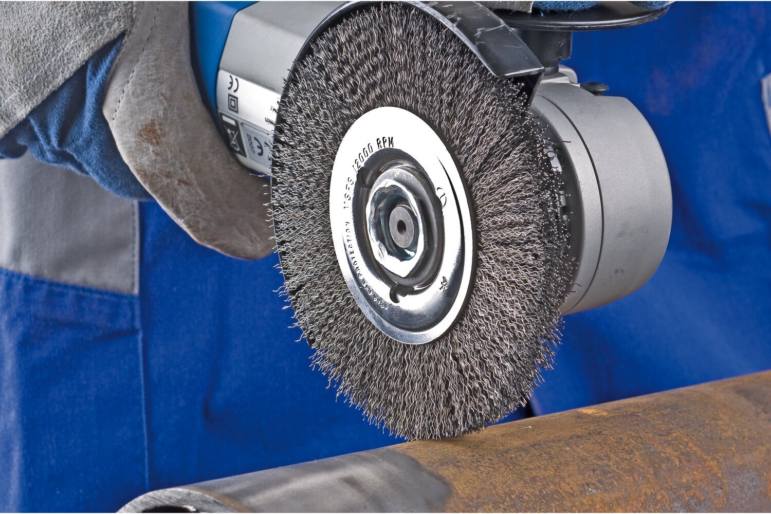 Crimped Wire Wheel Brush PSF 4" .014 Carbon Steel 5/8-11" Thread