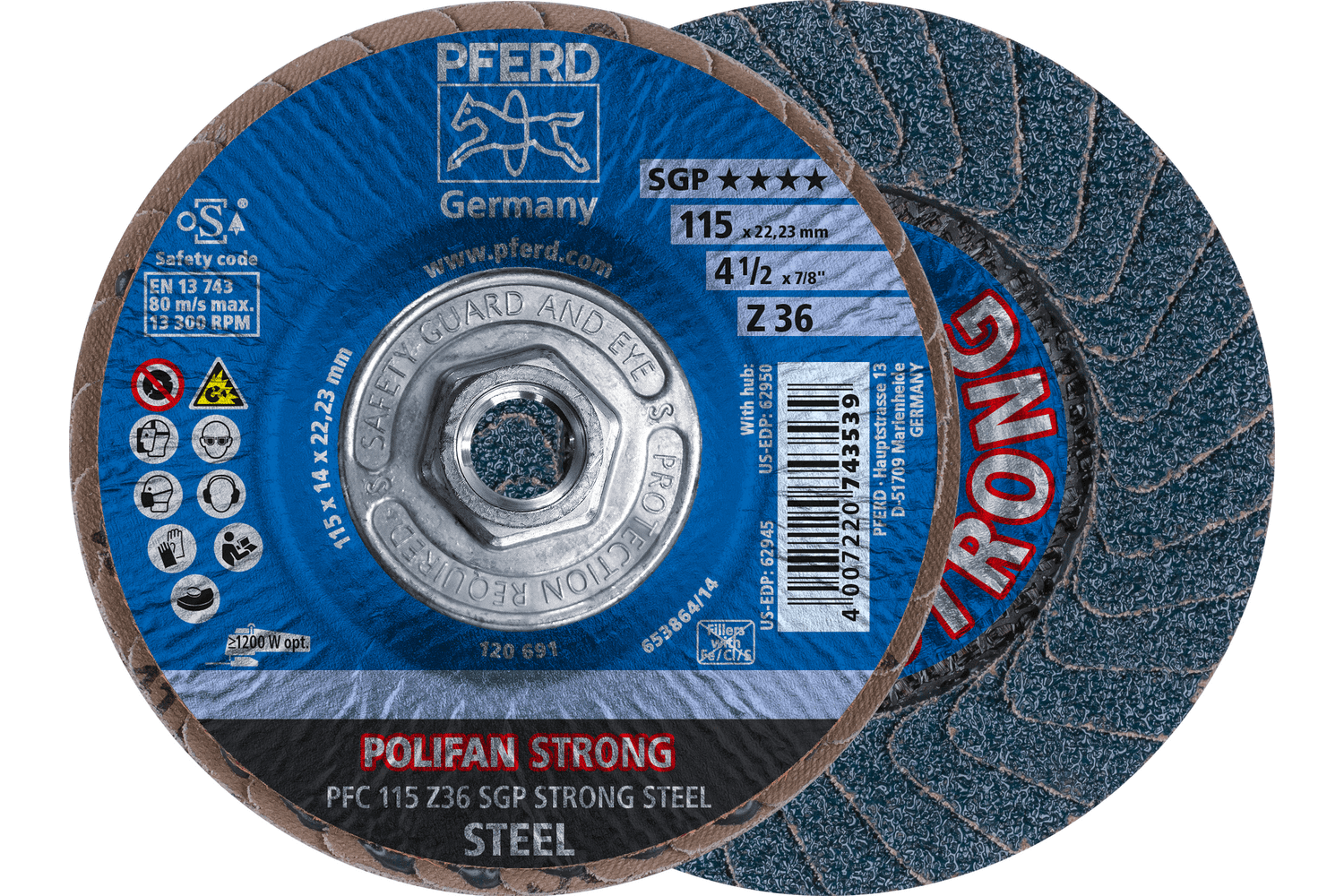 Flap Disc, Z SGP STRONG STEEL, 36 Grit, 69300680