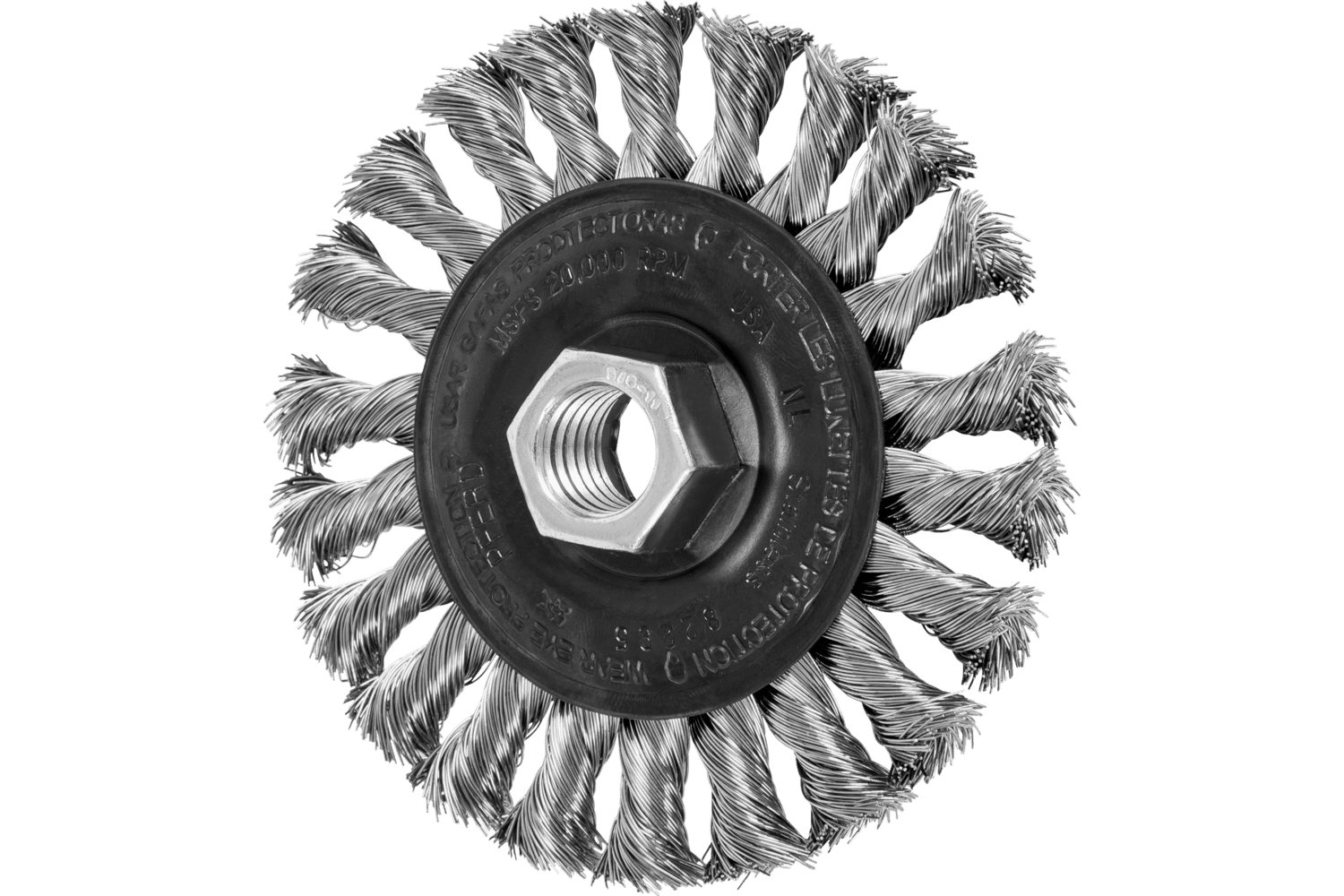 Full Cable Knot Wheel Brush, 4 Inch / Stainless steel wire (INOX)