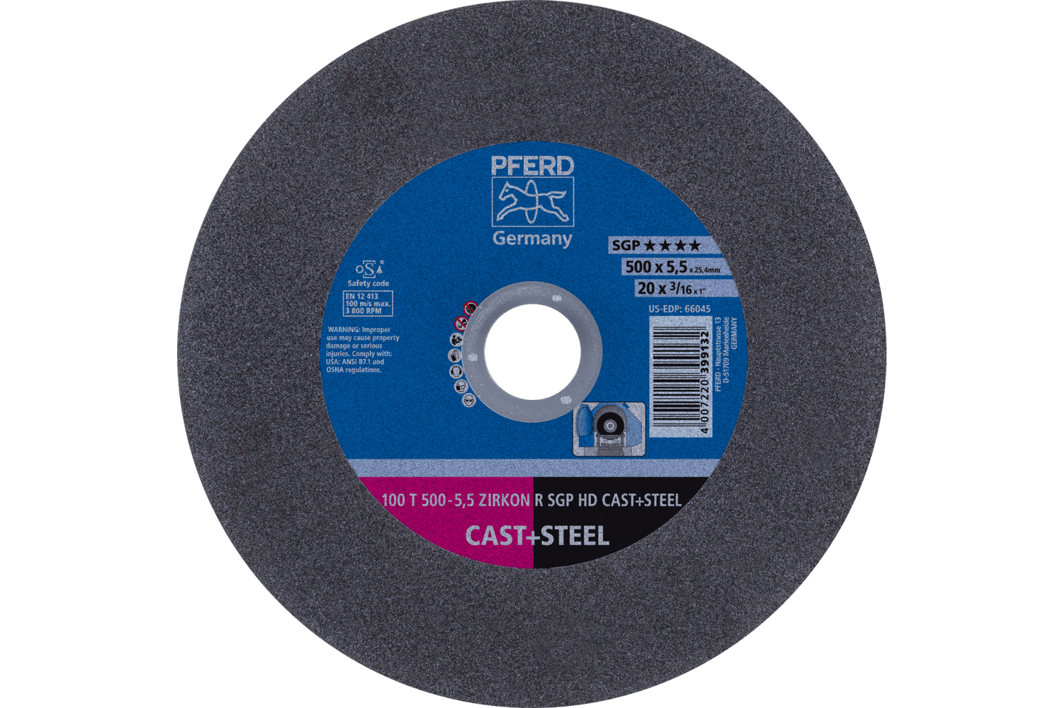 Large Diameter Cut-Off Wheel, ZIRKON SGP HD CAST+STEEL