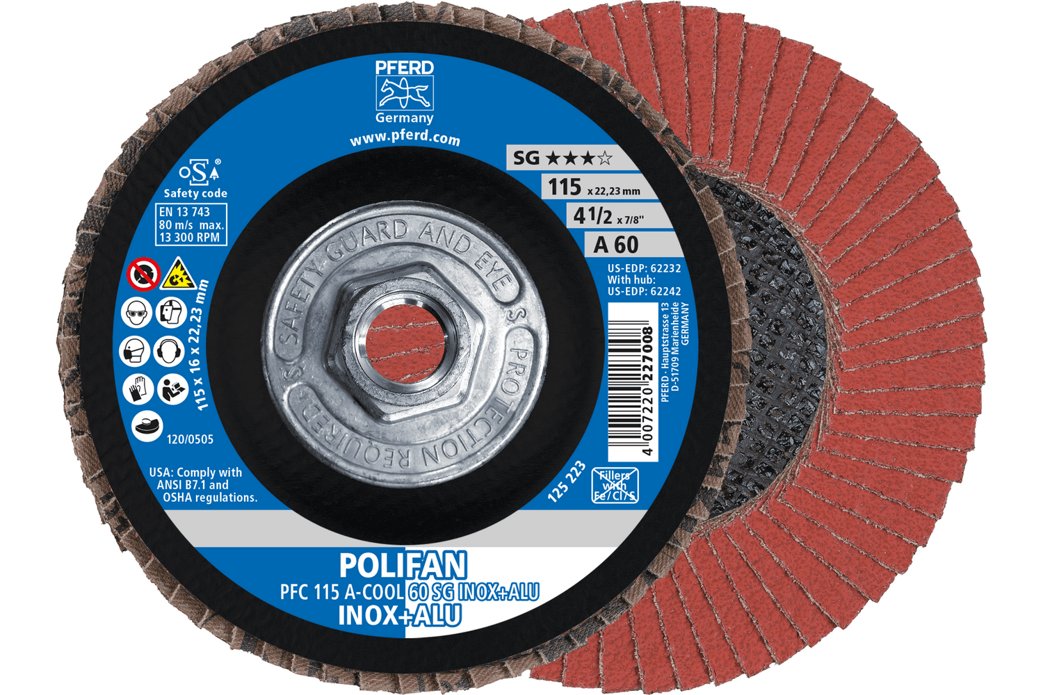 Flap Disc, A-COOL SG INOX+ALU, 60 Grit, T29, 69300482