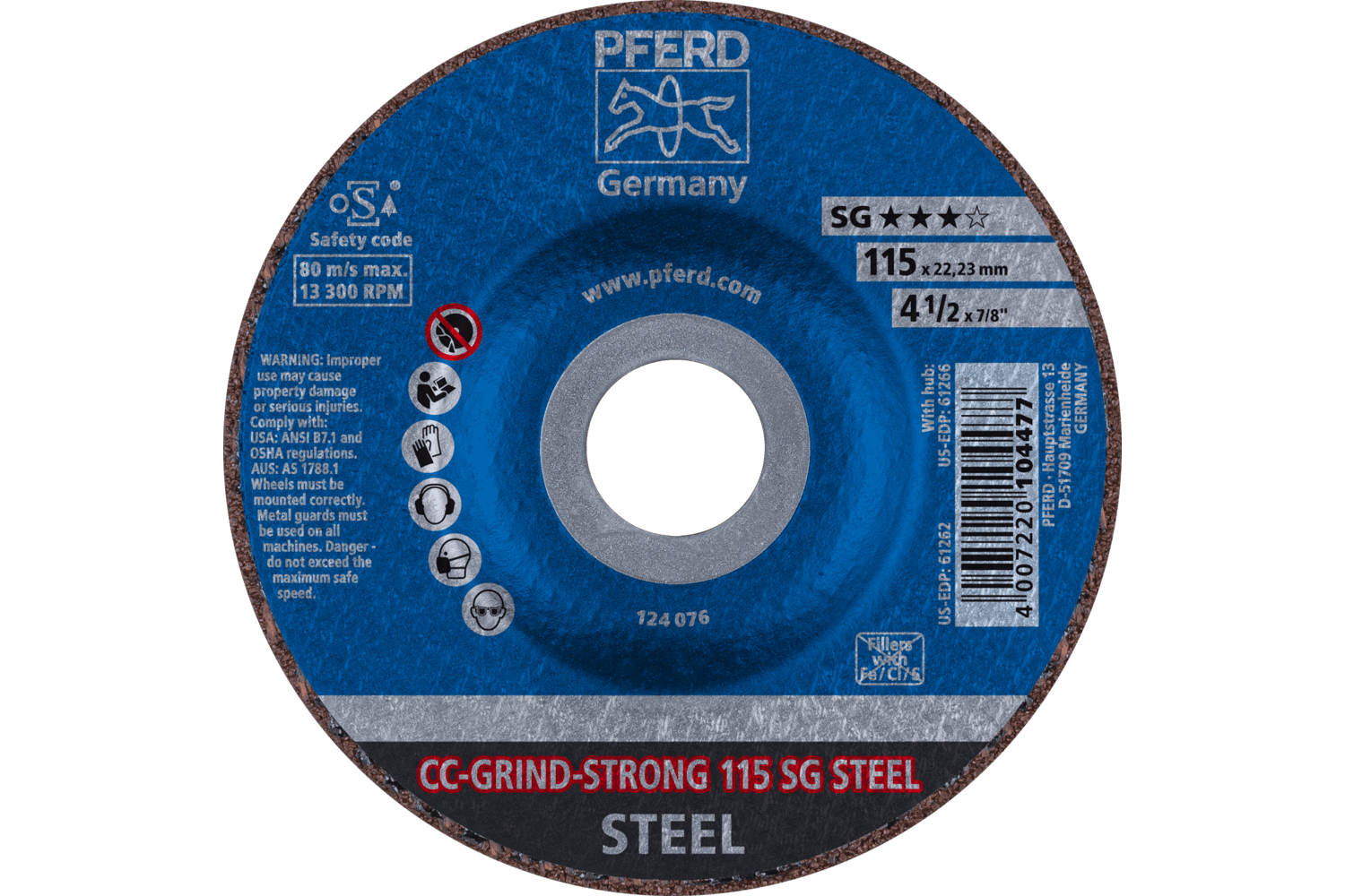 Grinding disc, CC-GRIND®-STRONG, 4-1/2" x 7/8
