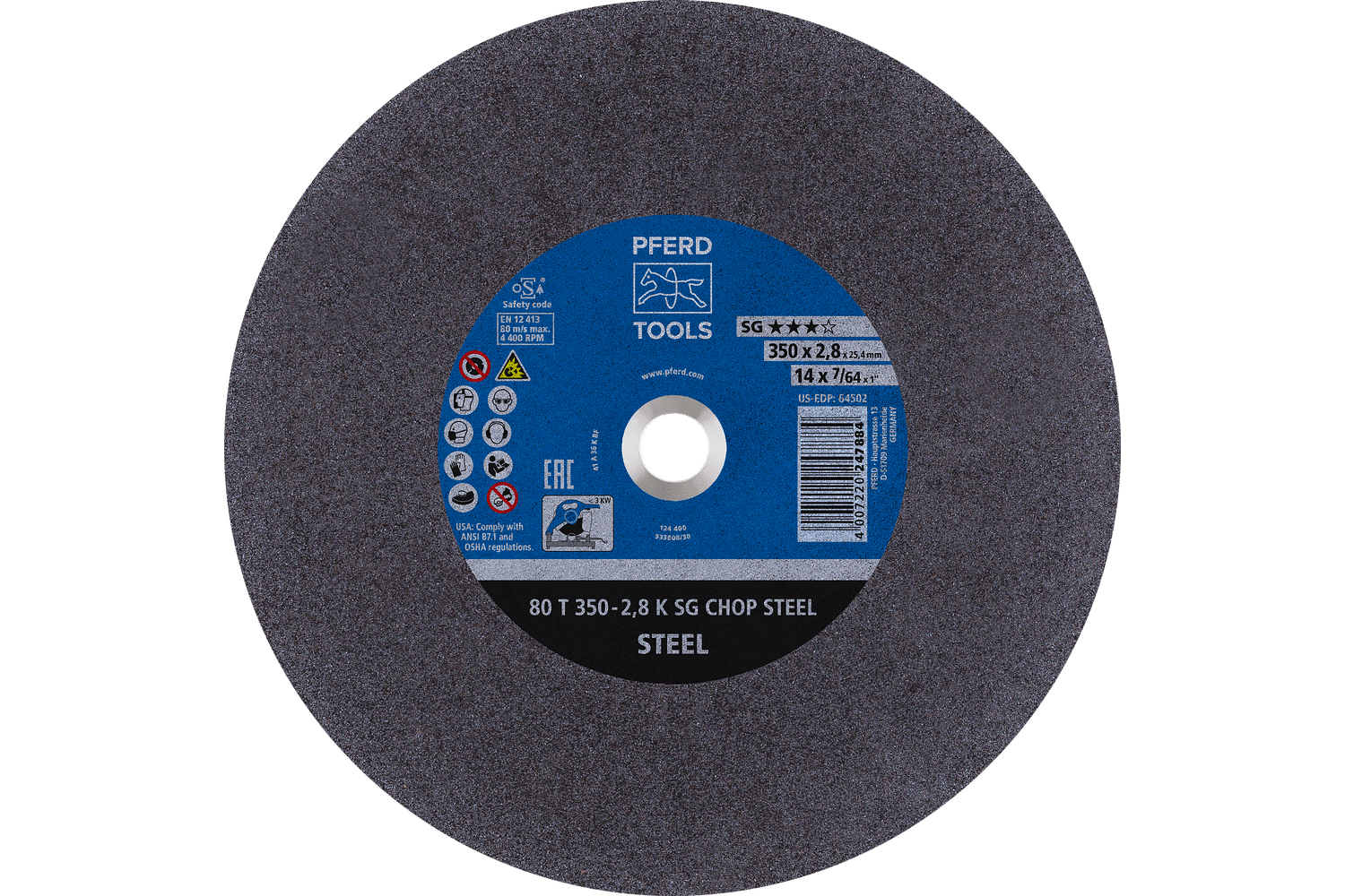 Large Diameter Cut-Off Wheel, SG CHOP STEEL, 14" x 7/64 x 1
