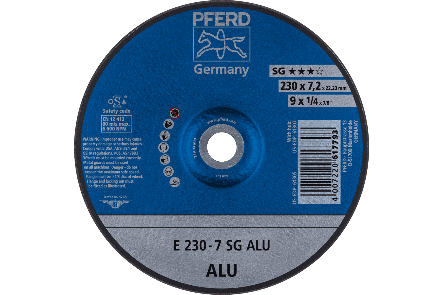 Grinding Wheel, SG ALU, 9" x 1/4 x 7/8