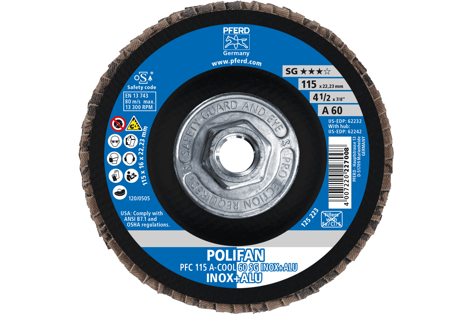 Flap Disc, A-COOL SG INOX+ALU, 60 Grit, T29, 69300482