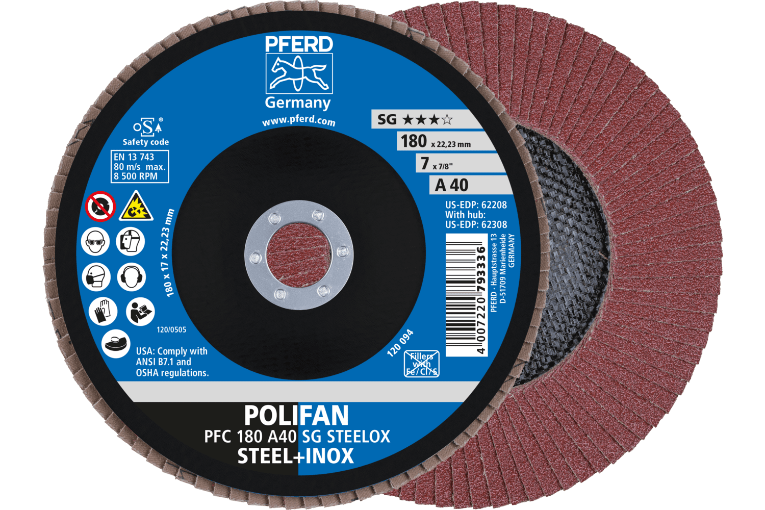 Flap Disc, A SG STEELOX, 40 Grit, T29, 67704185