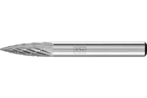 PFERD Carbide Bur SH-1 Flame Shape ALU Cut 1/4" x 5/8" x 1/4" Shank
