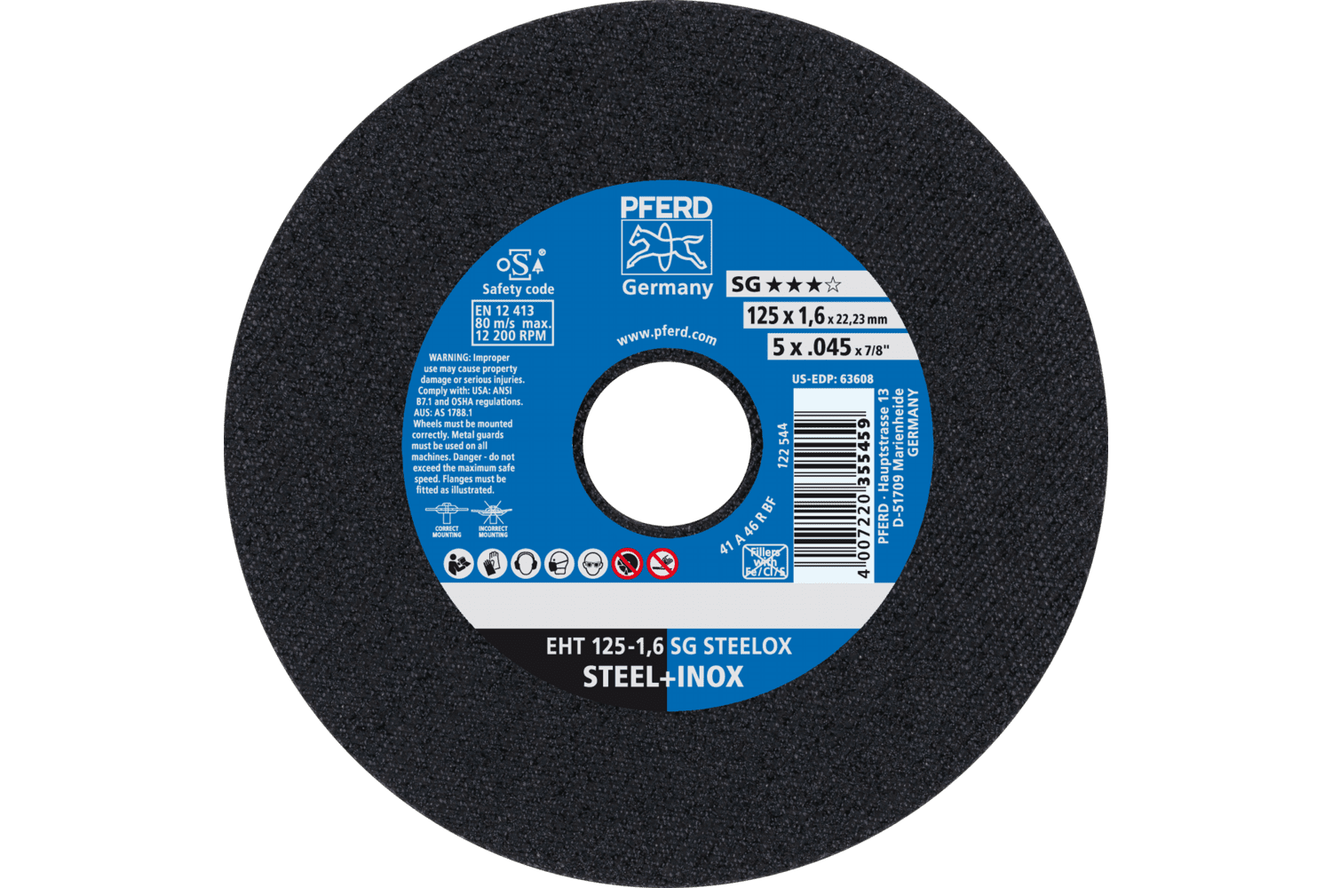 Cut-Off Wheel, SG STEELOX, 5" x .045 x 7/8, T1