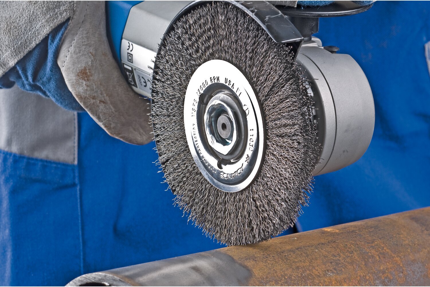 Crimped Wire Wheel Brush PSF 4" .014 Carbon Steel 5/8-11" Thread
