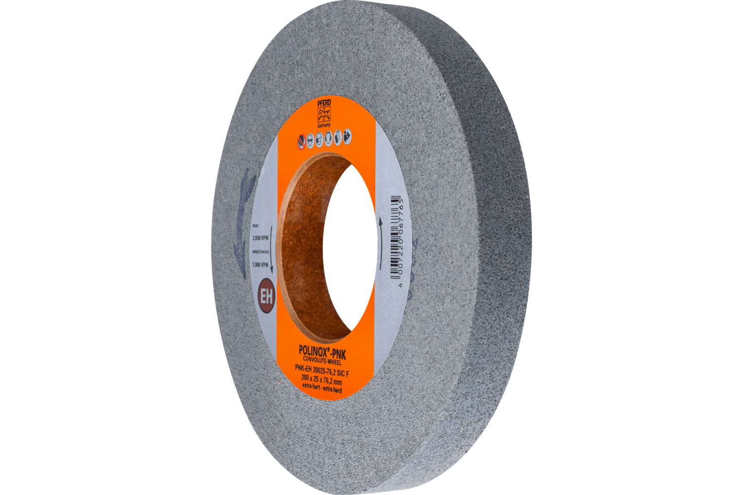 POLINOX® Convolute Wheel, 8 x 1", fine Grit, EH (extra-hard)