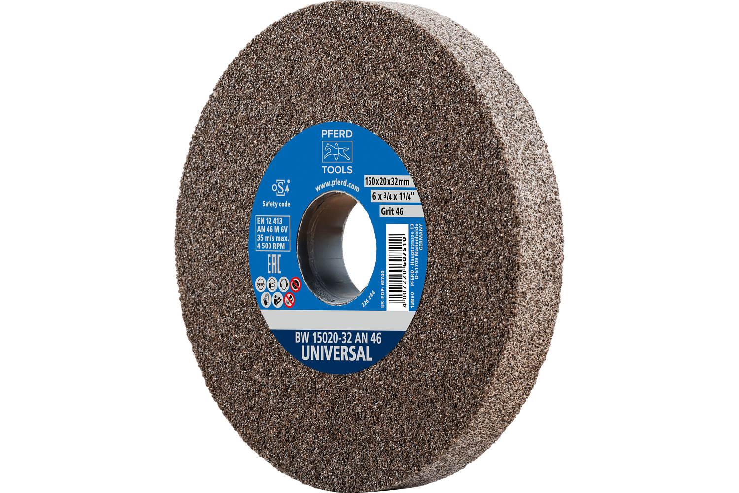Vitrified Bench Wheel, UNIVERSAL, Aluminum Oxide