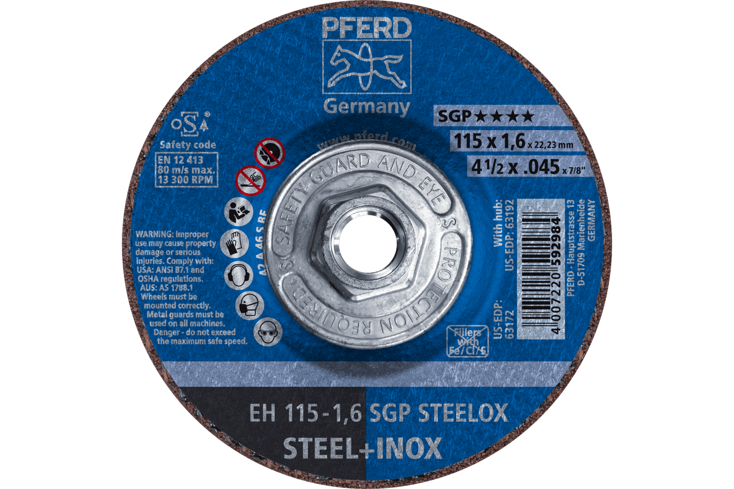 Cut-Off Wheel, SGP STEELOX, 4-1/2" x .045 x 5/8-11, T27