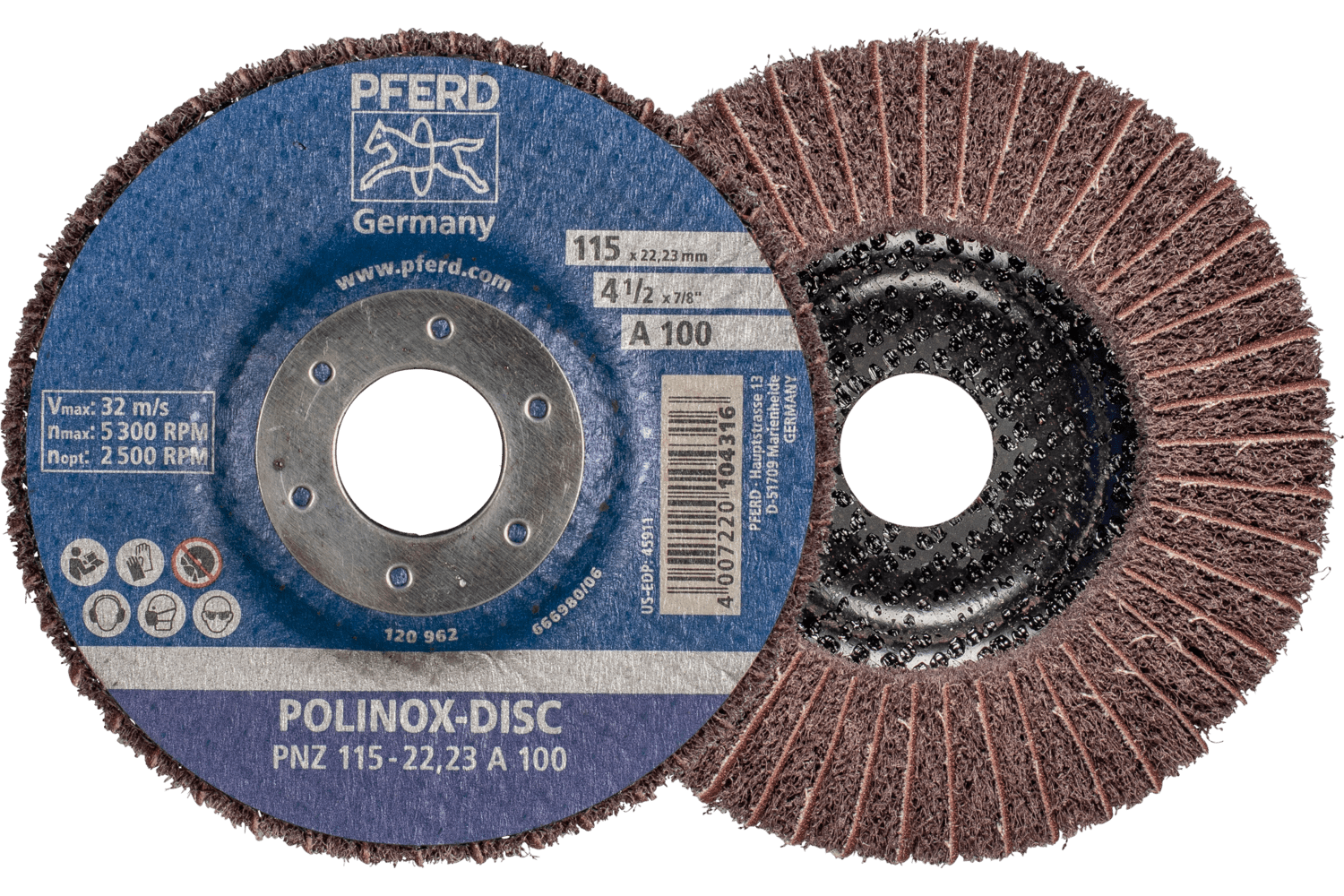 POLINOX® fibre-backing discs, interleaved construction