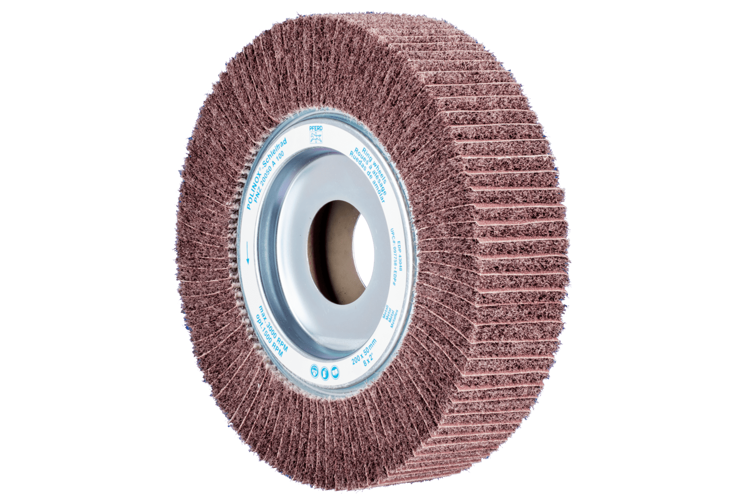 POLINOX® unmounted flap wheels, 8 x 2", 100 Grit